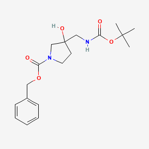 molecular formula C18H26N2O5 B8203008 (+/-)-Phenylmethyl 3-[({[(1,1-dimethylethyl)oxy]carbonyl}amino)methyl]-3-hydroxy-1-pyrrolidinecarboxylate 