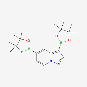 molecular formula C19H28B2N2O4 B8203161 3,5-Bis(4,4,5,5-tetramethyl-1,3,2-dioxaborolan-2-yl)pyrazolo[1,5-a]pyridine 