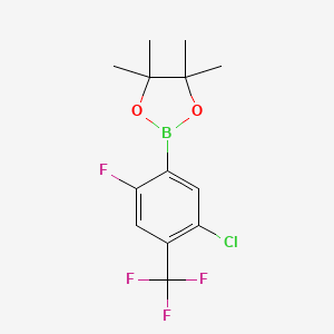 molecular formula C13H14BClF4O2 B8203267 2-(5-Chloro-2-fluoro-4-(trifluoromethyl)phenyl)-4,4,5,5-tetramethyl-1,3,2-dioxaborolane 