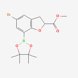 molecular formula C16H20BBrO5 B8203273 Methyl 5-bromo-7-(4,4,5,5-tetramethyl-1,3,2-dioxaborolan-2-yl)-2,3-dihydro-1-benzofuran-2-carboxylate 