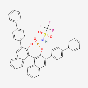 molecular formula C45H29F3NO5PS B8203695 (11bR)-N-(2,6-Di([1,1'-biphenyl]-4-yl)-4-oxidodinaphtho[2,1-d:1',2'-f][1,3,2]dioxaphosphepin-4-yl)-1,1,1-trifluoromethanesulfonamide 