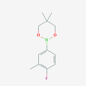 molecular formula C12H16BFO2 B8203697 2-(4-Fluoro-3-methylphenyl)-5,5-dimethyl-1,3,2-dioxaborinane 