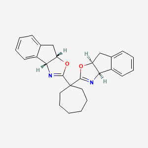 molecular formula C27H28N2O2 B8203725 (3AR,3a'R,8aS,8a'S)-2,2'-(cycloheptane-1,1-diyl)bis(3a,8a-dihydro-8H-indeno[1,2-d]oxazole) 