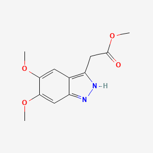 molecular formula C12H14N2O4 B8203801 methyl 2-(5,6-dimethoxy-1H-indazol-3-yl)acetate 