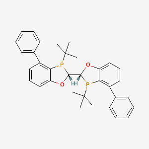 molecular formula C34H36O2P2 B8203847 (2R)-3-tert-butyl-2-[(2R)-3-tert-butyl-4-phenyl-2H-1,3-benzoxaphosphol-2-yl]-4-phenyl-2H-1,3-benzoxaphosphole 