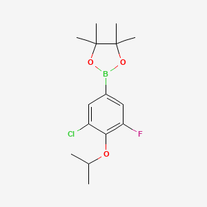 molecular formula C15H21BClFO3 B8203880 2-(3-Chloro-5-fluoro-4-isopropoxyphenyl)-4,4,5,5-tetramethyl-1,3,2-dioxaborolane 