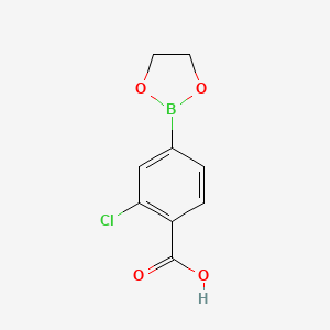 molecular formula C9H8BClO4 B8203890 2-Chloro-4-(1,3,2-dioxaborolan-2-yl)benzoic acid 
