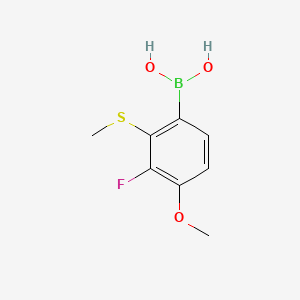 molecular formula C8H10BFO3S B8203917 3-Fluoro-4-methoxy-2-(methylthio)phenylboronic acid 