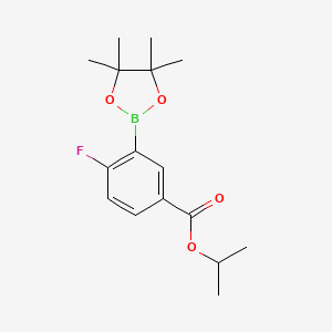 molecular formula C16H22BFO4 B8203933 Isopropyl 4-fluoro-3-(4,4,5,5-tetramethyl-1,3,2-dioxaborolan-2-yl)benzoate 