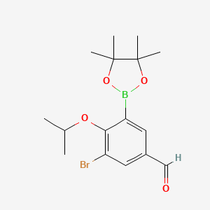 molecular formula C16H22BBrO4 B8203939 3-Bromo-2-isopropoxy-5-formylphenylboronic acid pinacol ester 