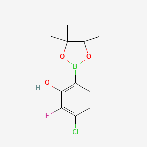 molecular formula C12H15BClFO3 B8204043 4-Chloro-3-fluoro-2-hydroxyphenylboronic acid piancol ester 