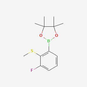 molecular formula C13H18BFO2S B8204255 2-(3-Fluoro-2-(methylthio)phenyl)-4,4,5,5-tetramethyl-1,3,2-dioxaborolane 
