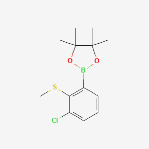 molecular formula C13H18BClO2S B8204356 2-(3-Chloro-2-(methylthio)phenyl)-4,4,5,5-tetramethyl-1,3,2-dioxaborolane 