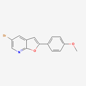 molecular formula C14H10BrNO2 B8204372 5-Bromo-2-(4-methoxyphenyl)furo[2,3-b]pyridine 