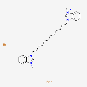 molecular formula C28H40Br2N4 B8204584 1,12-Bis((1-methylbenzimidazolium)-3-yl)dodecane dibromide, 97% 