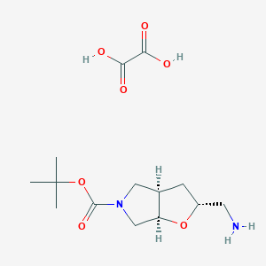 molecular formula C14H24N2O7 B8204786 tert-butyl (2R,3aR,6aR)-2-(aminomethyl)-2,3,3a,4,6,6a-hexahydrofuro[2,3-c]pyrrole-5-carboxylate;oxalic acid 