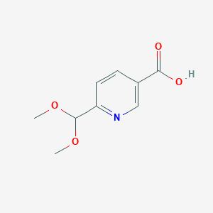 molecular formula C9H11NO4 B8204954 6-(二甲氧基甲基)烟酸 