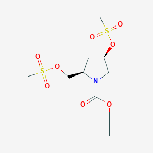 molecular formula C12H23NO8S2 B8204963 tert-butyl (2R,4R)-4-methylsulfonyloxy-2-(methylsulfonyloxymethyl)pyrrolidine-1-carboxylate 