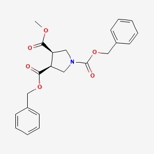 molecular formula C22H23NO6 B8205101 1-O,3-O-dibenzyl 4-O-methyl (3S,4R)-pyrrolidine-1,3,4-tricarboxylate 