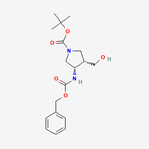 molecular formula C18H26N2O5 B8205117 tert-butyl (3S,4S)-3-(hydroxymethyl)-4-(phenylmethoxycarbonylamino)pyrrolidine-1-carboxylate 