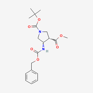 molecular formula C19H26N2O6 B8205119 1-O-tert-butyl 3-O-methyl (3S,4S)-4-(phenylmethoxycarbonylamino)pyrrolidine-1,3-dicarboxylate 