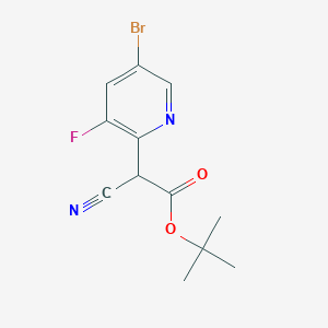 molecular formula C12H12BrFN2O2 B8205126 Tert-butyl 2-(5-bromo-3-fluoropyridin-2-yl)-2-cyanoacetate 