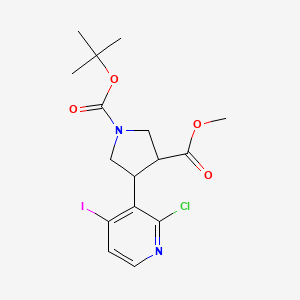 molecular formula C16H20ClIN2O4 B8205151 1-tert-Butyl3-methyl4-(2-chloro-4-iodopyridin-3-yl)pyrrolidine-1,3-dicarboxylate 