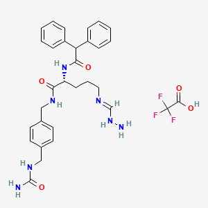 molecular formula C31H36F3N7O5 B8205204 (2R)-N-[[4-[(carbamoylamino)methyl]phenyl]methyl]-2-[(2,2-diphenylacetyl)amino]-5-(hydrazinylmethylideneamino)pentanamide;2,2,2-trifluoroacetic acid 