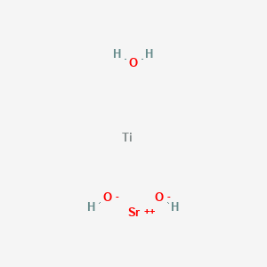molecular formula H4O3SrTi B8205323 Strontium;titanium;dihydroxide;hydrate 