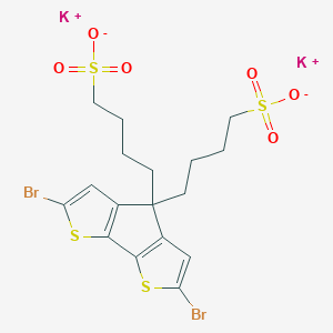 molecular formula C17H18Br2K2O6S4 B8205392 tassium 4,4'-(2,6-dibromo-4H-cyclopenta[1,2-b:5,4-b']dithiophene-4,4-diyl)bis(butane-1-sulfonate) 