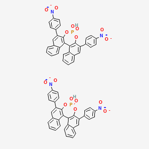 molecular formula C64H38N4O16P2 B8205419 13-Hydroxy-10,16-bis(4-nitrophenyl)-12,14-dioxa-13lambda5-phosphapentacyclo[13.8.0.02,11.03,8.018,23]tricosa-1(15),2(11),3,5,7,9,16,18,20,22-decaene 13-oxide 