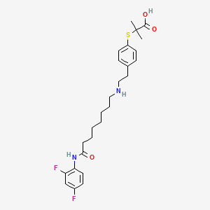 molecular formula C26H34F2N2O3S B8205503 2-[4-[2-[[8-(2,4-Difluoroanilino)-8-oxooctyl]amino]ethyl]phenyl]sulfanyl-2-methylpropanoic acid 