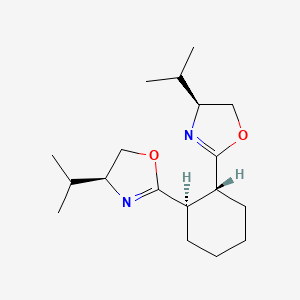 molecular formula C18H30N2O2 B8205601 (1R,2R)-1,2-Bis((S)-4-isopropyl-4,5-dihydrooxazol-2-yl)cyclohexane 