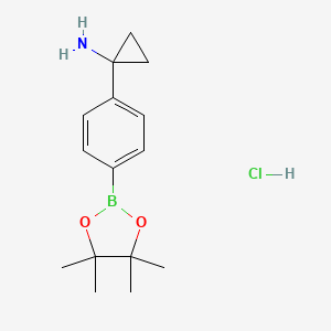 molecular formula C15H23BClNO2 B8205644 1-(4-(4,4,5,5-Tetramethyl-1,3,2-dioxaborolan-2-yl)phenyl)cyclopropanamine hydrochloride 