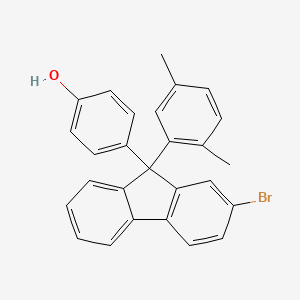 molecular formula C27H21BrO B8205657 4-(2-Bromo-9-(2,5-dimethylphenyl)-9H-fluoren-9-yl)phenol 