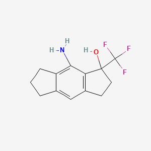 molecular formula C13H14F3NO B8205671 8-Amino-1-(trifluoromethyl)-1,2,3,5,6,7-hexahydro-s-indacen-1-ol 