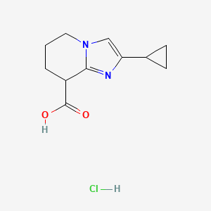 molecular formula C11H15ClN2O2 B8205884 2-Cyclopropyl-5,6,7,8-tetrahydroimidazo[1,2-a]pyridine-8-carboxylic acid hydrochloride 