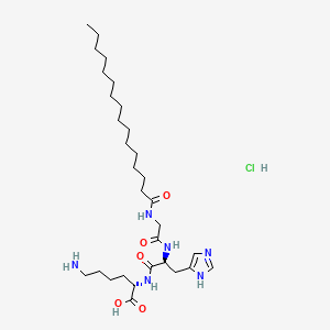 molecular formula C30H55ClN6O5 B8205943 (S)-2-((S)-3-(1H-Imidazol-5-yl)-2-(2-palmitamidoacetamido)propanamido)-6-aminohexanoic acid hydrochloride 