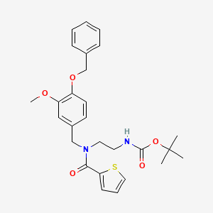 molecular formula C27H32N2O5S B8205961 tert-Butyl (2-(N-(4-(benzyloxy)-3-methoxybenzyl)thiophene-2-carboxamido)ethyl)carbamate 