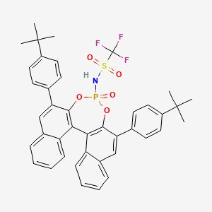 molecular formula C41H37F3NO5PS B8205979 (11bS)-N-(2,6-Bis(4-(tert-butyl)phenyl)-4-oxidodinaphtho[2,1-d:1',2'-f][1,3,2]dioxaphosphepin-4-yl)-1,1,1-trifluoromethanesulfonamide 