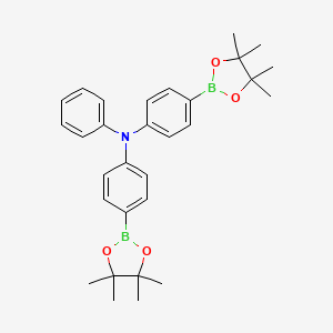 molecular formula C30H37B2NO4 B8206075 N-phenyl-4-(4,4,5,5-tetramethyl-1,3,2-dioxaborolan-2-yl)-N-(4-(4,4,5,5-tetramethyl-1,3,2-dioxaborolan-2-yl)phenyl)aniline 