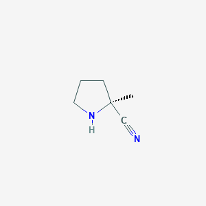 molecular formula C6H10N2 B8206115 (2S)-2-methylpyrrolidine-2-carbonitrile 