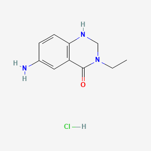 molecular formula C10H14ClN3O B8206165 6-Amino-3-ethyl-1,2-dihydroquinazolin-4-one;hydrochloride 