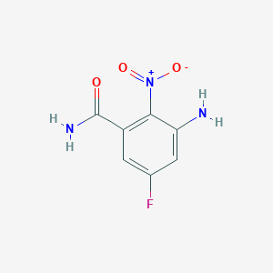 molecular formula C7H6FN3O3 B8206253 3-Amino-5-fluoro-2-nitrobenzamide 