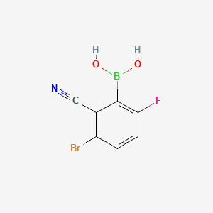molecular formula C7H4BBrFNO2 B8206343 (3-Bromo-2-cyano-6-fluorophenyl)boronic acid 