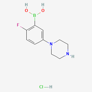 molecular formula C10H15BClFN2O2 B8206426 (2-Fluoro-5-piperazin-1-ylphenyl)boronic acid;hydrochloride 