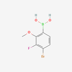 molecular formula C7H7BBrFO3 B8206522 (4-Bromo-3-fluoro-2-methoxyphenyl)boronic acid 