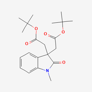 molecular formula C21H29NO5 B8206689 Tert-butyl 2-[1-methyl-3-[2-[(2-methylpropan-2-yl)oxy]-2-oxoethyl]-2-oxoindol-3-yl]acetate 