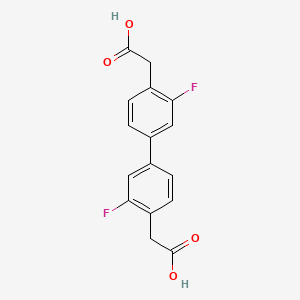 molecular formula C16H12F2O4 B8206698 2-[4-[4-(Carboxymethyl)-3-fluorophenyl]-2-fluorophenyl]acetic acid 