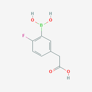 molecular formula C8H8BFO4 B8206705 2-[3-(Dihydroxyboranyl)-4-fluorophenyl]acetic acid 